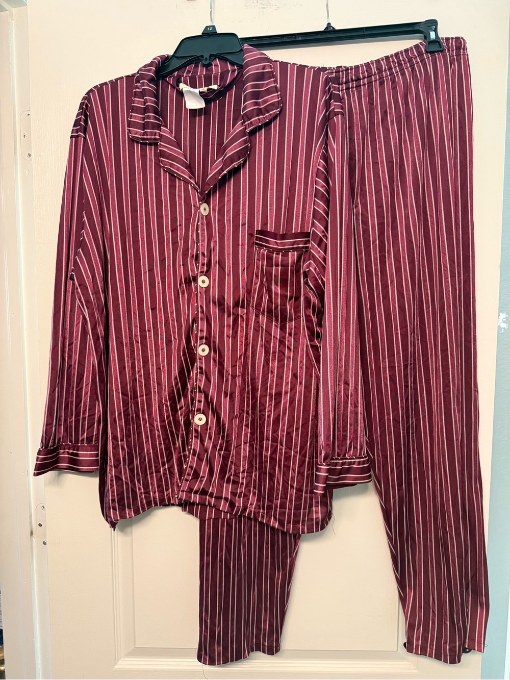 Norm Thompson Men’s 2XL Burgundy Striped 2-Piece Pajama Set